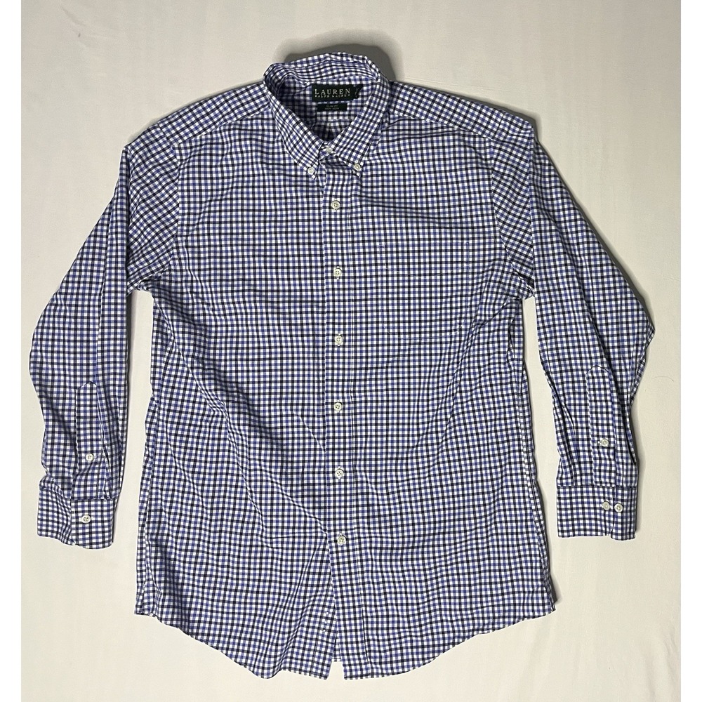 Lauren Ralph Lauren Oxford Shirt Men's SZ 16 32/33 Checks Long Sleeve Button Up - Picture 1 of 7